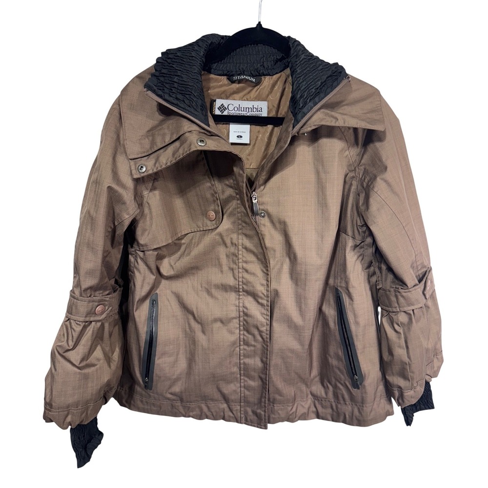 Columbia Large Brown Ski Jacket Women's Titanium Omni-Tech Waterproof